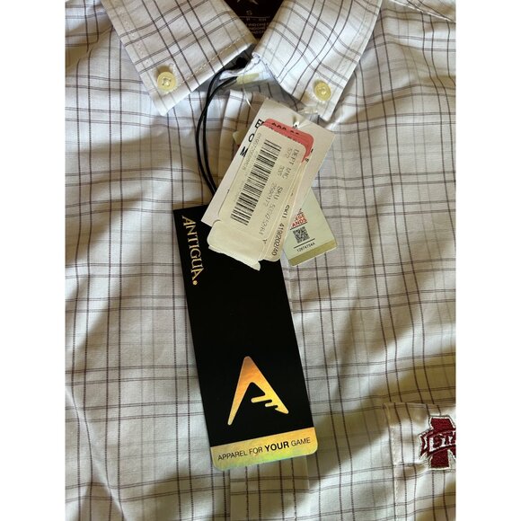 Antigua Mens Mississippi State University Plaid Button-Down Long Sleeve Shirt S - Picture 6 of 6